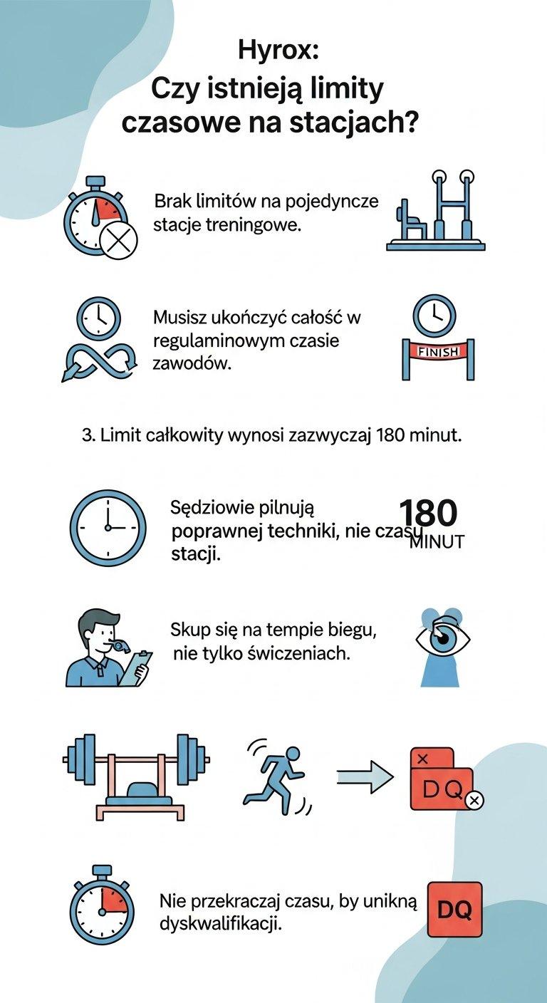 Infografika: Czy istnieją limity czasu na pokonanie poszczególnych stacji Hyrox?